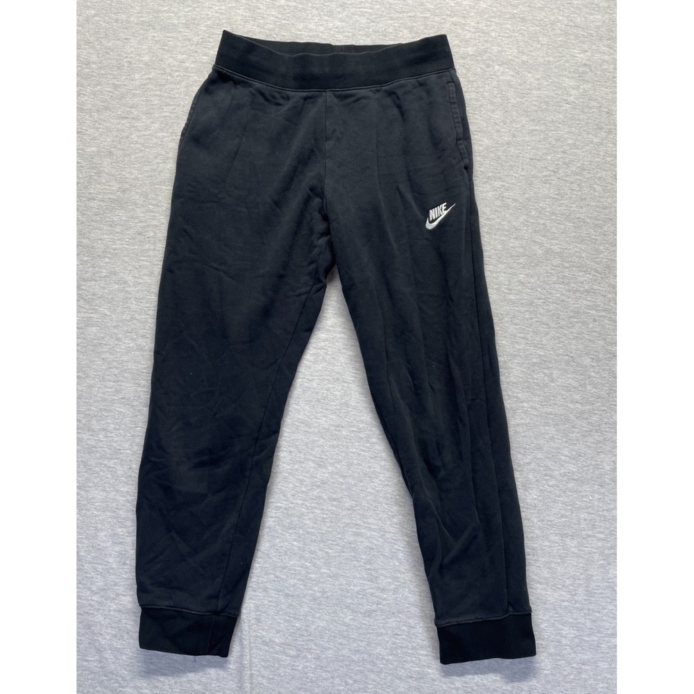 Nike Fleece Jogger Pants Womens‎ L Black Cotton Gym Training Athleisure Pull On